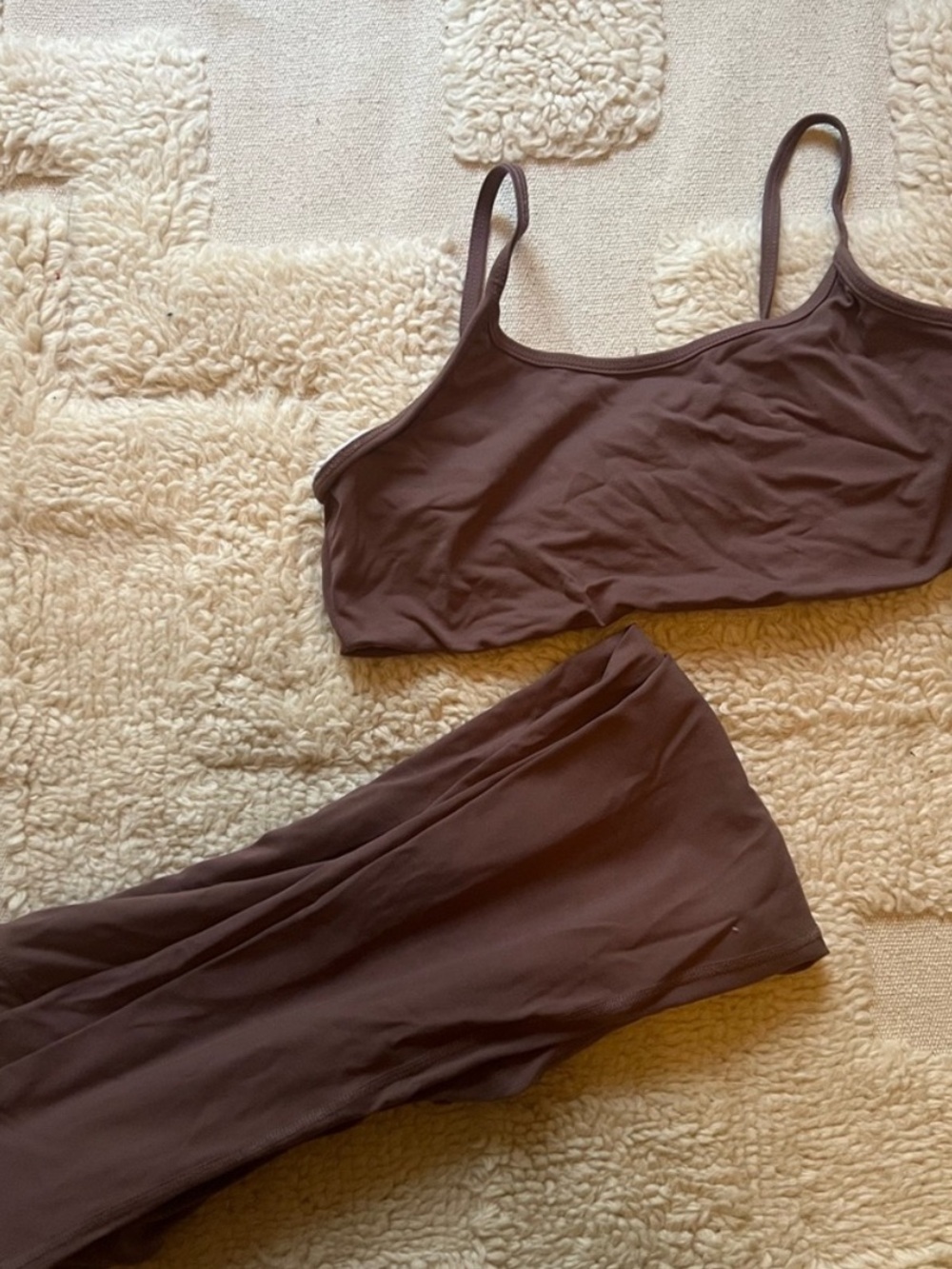 Year of Ours Brown Scoop Neck Crop Top & Leggings Set